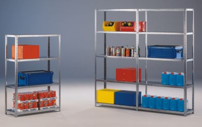 Schraubregal, leichte Bauart, verzinkt - Regalh&ouml;he 2500 mm, Bodenbreite 1000 mm Tiefe 400  Preisvergleich