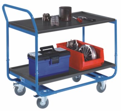 Tischwagen, Tragf&auml;higkeit 150 kg - 2 Etagen, MDF-Platte, LxB 1000 x 570 mm spurlose Vollgu Preisvergleich