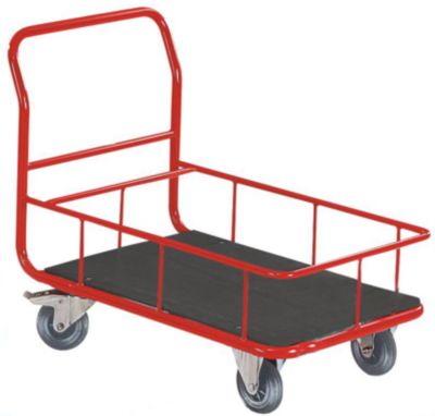 no name Magazinwagen - mit festem Schiebeb&uuml;gel MDF-Platte, beschichtet, 200 mm hohes Gel&auml;nder