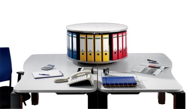 Tisch-Ordnerdrehs&auml;ule - drehbar, H&ouml;he 440 mm, &Oslash; 810 mm Abdeckplatte hellgrau Preisvergleich