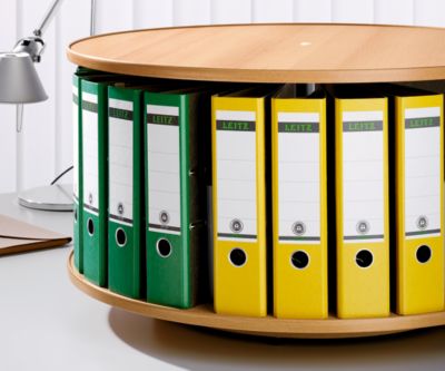 Tisch-Ordnerdrehs&auml;ule - drehbar, H&ouml;he 440 mm, &Oslash; 810 mm Abdeckplatte Buche-Dekor Preisvergleich