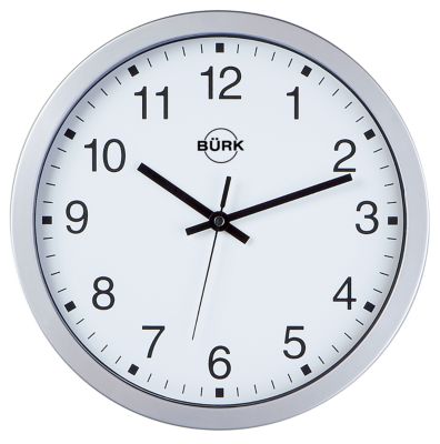 Wanduhr aus ABS-Kunststoff, silber, 300 mm - Ziffernblatt wei&szlig; Quarzuhrwerk Preisvergleich