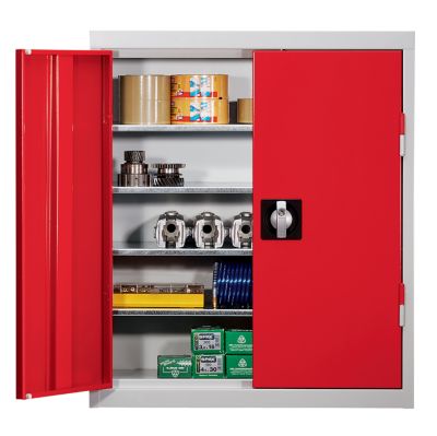 Materialschrank aus Stahlblech - H&ouml;he 780 mm resedagr&uuml;n RAL 6011, 4 B&ouml;den Preisvergleich
