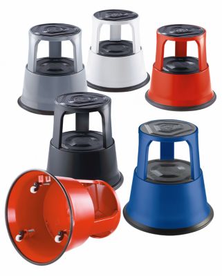 Rollhocker, H&ouml;he belastet 410 mm - aus Stahlblech blau, ab 3 Stk Preisvergleich