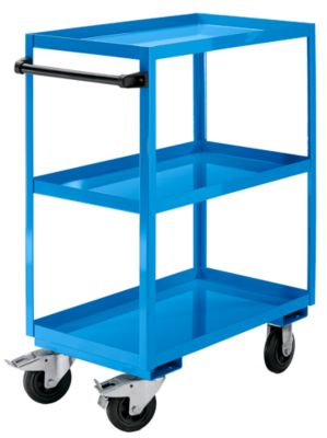 Montagehilfswagen, lichtblau RAL 5012 - 3 Etagen, Tragf&auml;higkeit 350 kg, 2 Lenk- und 2 Bock Preisvergleich