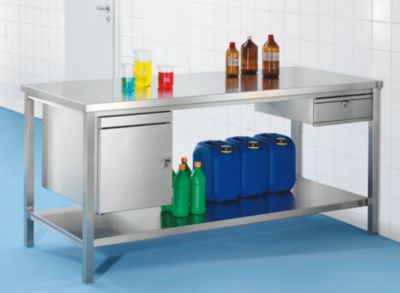 no name Edelstahl-Werkbank - Arbeitsh&ouml;he 840 mm BxT 800 x 750 mm, mit Mittelstrebe