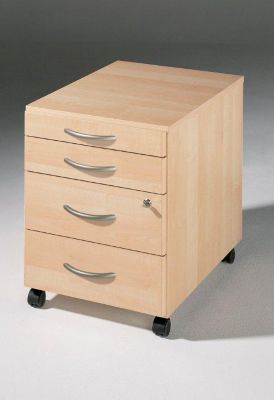 Rollcontainer - 1 Utensilienschub, 3 Schubladen Buche-Dekor