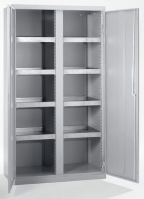 no name Umweltschrank, T&uuml;ren geschlossen - HxBxT 1800 x 1000 x 500 mm, 7 Wannenb&ouml;den lichtgrau / lichtgrau