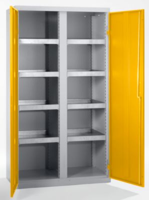 no name Umweltschrank, T&uuml;ren geschlossen - HxBxT 1800 x 1000 x 500 mm, 7 Wannenb&ouml;den lichtgrau / signalgelb