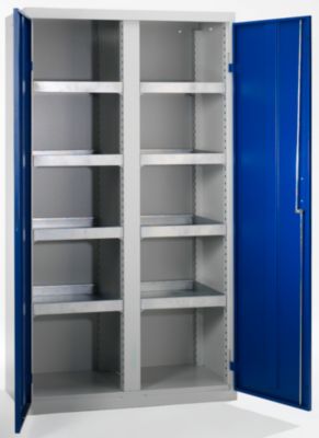 no name Umweltschrank, T&uuml;ren geschlossen - HxBxT 1800 x 1000 x 500 mm, 7 Wannenb&ouml;den lichtgrau / enzianblau