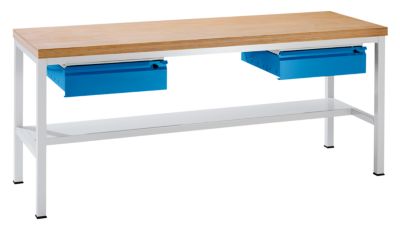 Werkbank, stabil - mit 2 Schubladen 150 mm hoch, 1 halber Fachboden Breite 1500 mm, Schubl Preisvergleich