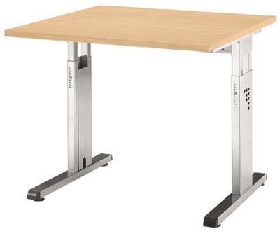 Schreibtisch mit C-Fu&szlig;gestell - h&ouml;henverstellbar 680 - 760 mm, BxT 800 x 800 mm Buche-Deko Preisvergleich