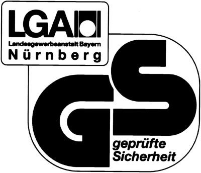 <B>Geprüfte Sicherheit</B><br/>Hierbei handelt es sich um ein Prüfzeichen. GS steht für geprüfte Sicherheit.