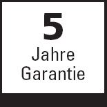 <B>5 Jahre Gewährleistung</B><br/>Auf Produkte, die mit diesem Symbol gekennzeichnet sind, gewähren wir eine Qualitätsgarantie auf Material und Verarbeitung für die Dauer von 5 Jahren ab Anlieferung.