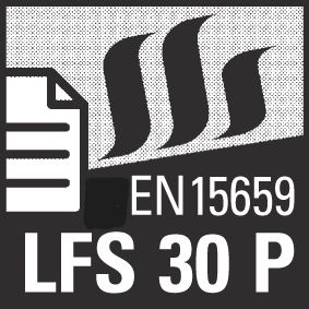 <B>Feuersicherheit nach prEN 15659 LFS 30 P</B><br/>Diese Tresore wurden 30 Minuten einer Feuerwiderstandsprüfung bei 840 °C unterzogen.