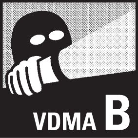 <B>VDMA-Sicherheitsstufe B</B><br/>Die Tresore wurden nach bestimmten Baurichtlinien gemäß dem Einheitsblatt des VDMA 24992 (Ausgabe Mai 1995) hergestellt.<br/>(Das Einheitsblatt wurde vom VDMA zum 31.12.2003 ersatzlos zurückgezogen.)