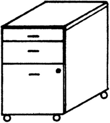Rollcontainer - 1 Utensilienschub, 1 Schublade, 1 H&auml;ngeregistratur Buche-Dekor