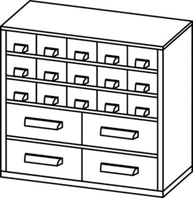 Schubladenmagazin, Schubladen glasklar - HxBxT 282 x 306 x 155 mm 19 Schubladen, Geh&auml;use t Preisvergleich