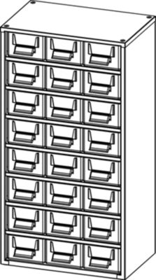 Schubladenmagazin, Schubladen glasklar - HxBxT 507 x 271 x 173 mm, Geh&auml;use-Traglast 40 kg  Preisvergleich