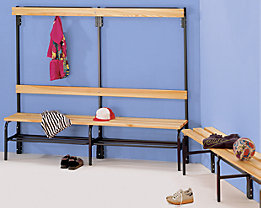 Bancs avec portemanteaux pour vestiaires - simple face, 3 patères, 1015 mm