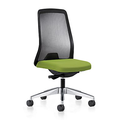 Bürodrehstuhl  EVERY | Harte Rollen | Silber -Gelbgrün | Sitzhöhe 430 mm | interstuhl