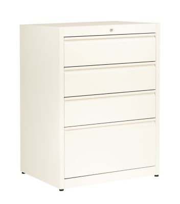 Mauser Armoire pour fiches avec poignées - 4 tiroirs, fermeture amortie, 3 rangées - blanc pur