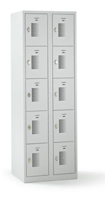 – Vestiaire multicases verrouillable par dispositif pour cadenas, 10 cases - h x l x p 1800 x 600 x 500 mm, gris clair