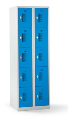 – Vestiaire multicases verrouillable par dispositif pour cadenas, 10 cases - h x l x p 1800 x 600 x 500 mm, gris clair