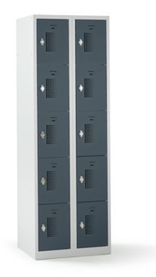 – Vestiaire multicases verrouillable par dispositif pour cadenas, 10 cases - h x l x p 1800 x 600 x 500 mm, gris clair