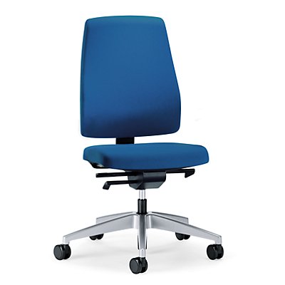 Bürodrehstuhl GOAL | Weiche Rollen | Brillantsilber-Enzianblau | Sitzhöhe 410 mm | interstuhl