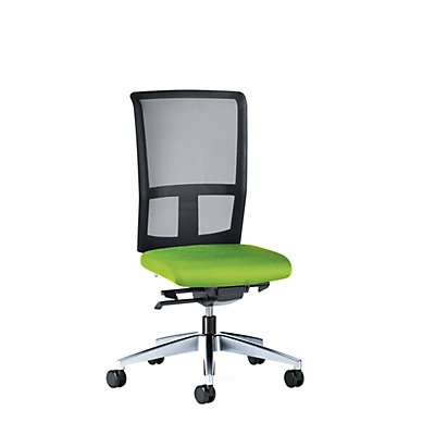 Bürodrehstuhl GOAL AIR | Weiche Rollen | Silber-Gelbgrün | Sitzhöhe 390 mm | interstuhl