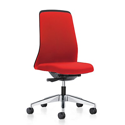 Bürodrehstuhl  EVERY | Chillback-Rückenlehne schwarz | Weiche Rollen | Silber -Feuerrot | Sitzhöhe 430 mm | interstuhl