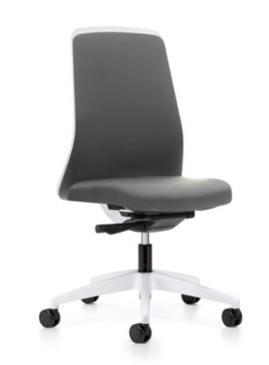 Bürodrehstuhl  EVERY | Chillback-Rückenlehne | Weiche Rollen | Weiß -Eisengrau | Sitzhöhe 430 mm | interstuhl