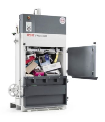 HSM Vertikale Ballenpresse, mit Doppeltür und Handrad-Türverschluss, Tiefe 600 mm, Presskraft 57 kN 