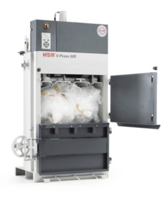 HSM Vertikale Ballenpresse, mit Doppeltür und Handrad-Türverschluss, Tiefe 600 mm, Presskraft 57 kN 