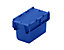 Mehrweg-Stapelbehälter mit Klappdeckel - Inhalt 6 l, LxBxH 300 x 200 x 200 mm - blau