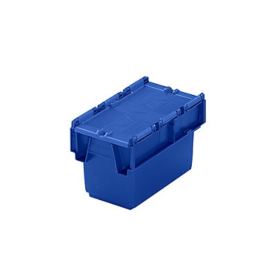 Mehrweg-Stapelbehälter mit Klappdeckel - Inhalt 6 l, LxBxH 300 x 200 x 200 mm - blau, ab 10 Stück