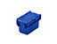Mehrweg-Stapelbehälter mit Klappdeckel - Inhalt 6 l, LxBxH 300 x 200 x 200 mm - blau, ab 10 Stück
