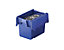 Mehrweg-Stapelbehälter mit Klappdeckel - Inhalt 25 Liter, Außenmaße LxBxH 400 x 300 x 320 mm - blau