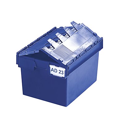 Mehrweg-Stapelbehälter mit Klappdeckel - Inhalt 54 Liter, Außenmaße LxBxH 600 x 400 x 320 mm - blau