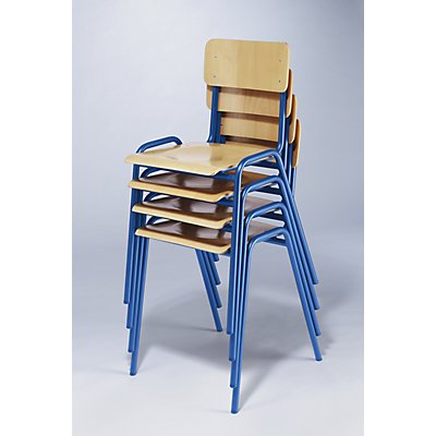 Chaise empilable en contreplaqué de hêtre - lot de 4 - piétement bleu gentiane