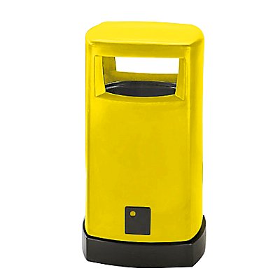 Collecteur de déchets en plastique, pour l'extérieur - capacité 80 l - jaune