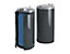 Stahlblech-Abfallsammler für 120-l-Sack - mit Einflügeltür - blau mit silberfarbenem Kunststoffdeckel
