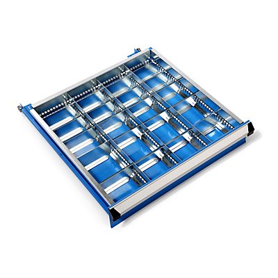 Kit de compartimentation pour tiroirs - 3 séparations longitudinales et 20 transversales, pour hauteur tiroirs 100 mm - pour largeur x profondeur armoire 717 x 725 mm