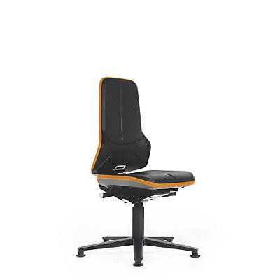 NEON Arbeitsdrehstuhl, mit Gleitern, Sitzmaterial Integralschaum, Flexband orange 