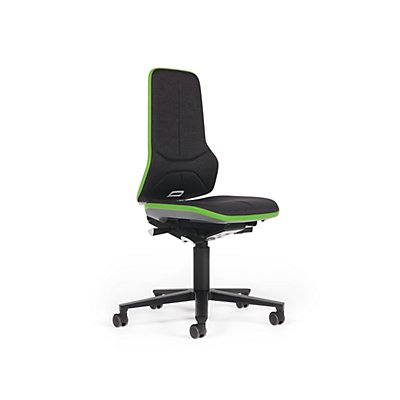 NEON Arbeitsdrehstuhl, mit Rollen, Sitzmaterial Stoff, Flexband grün 