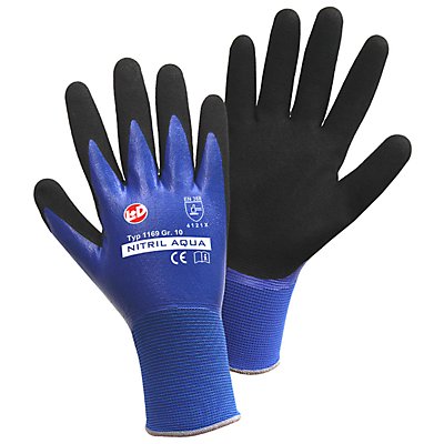 Handschuhe NITRIL AQUA, blau / schwarz, VE 12 Paar, Größe 9