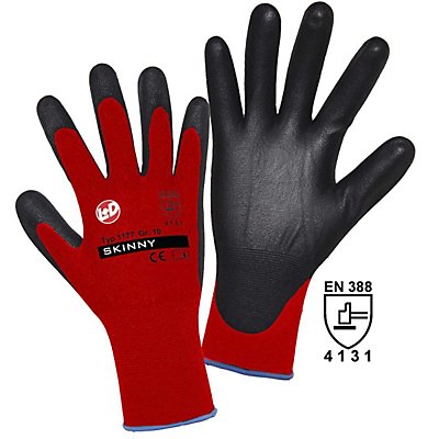 Handschuhe SKINNY, rot / schwarz, VE 12 Paar, Größe 7