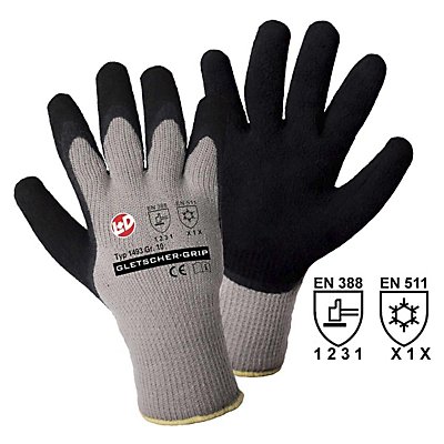 Handschuhe GLETSCHER-GRIP, grau / schwarz, VE 12 Paar, Größe 10