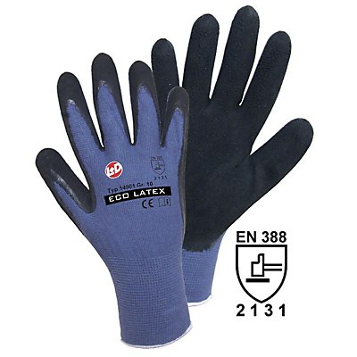 Handschuhe, VE 12 Paar, blau / schwarz, ECO LATEX FOAM, Größe 9